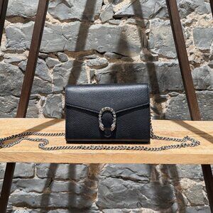 Gucci Black Leather Dionysus Wallet On Chain